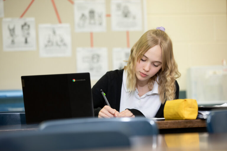 Young Girl Studying Classroom 1